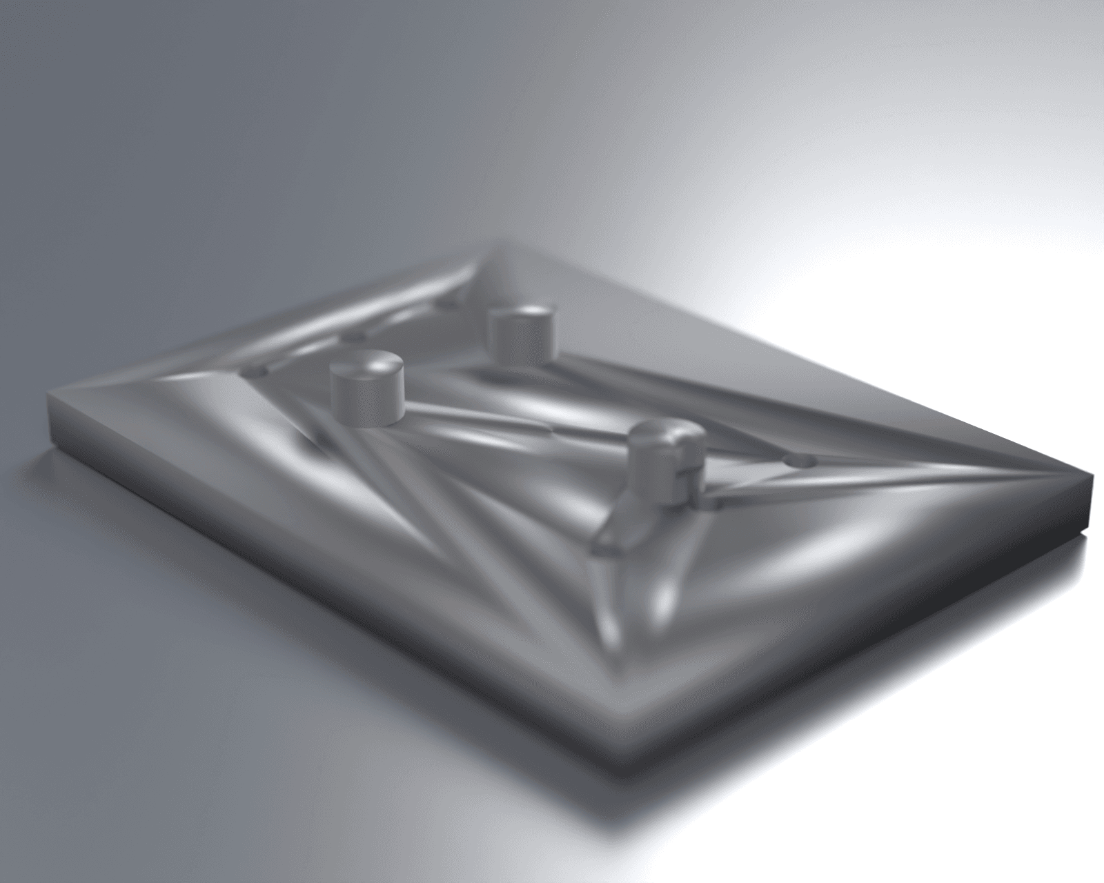 Assembly render — CF-Nylon 3-2-1 body with pressed-in steel dowel locators