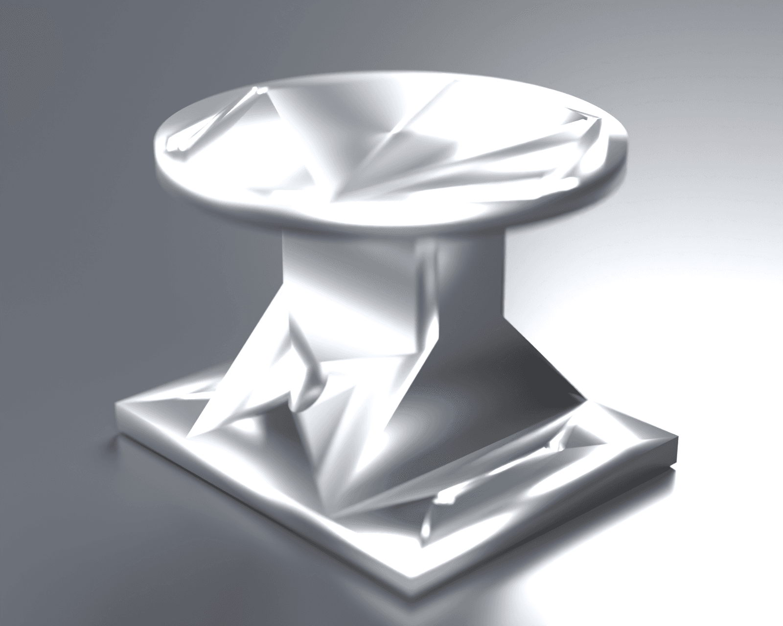 Assembly render — ASA-CF gusseted pedestal, sensor bolts on top